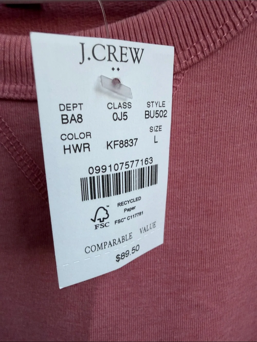 J. Crew Rose Pink Crewneck Sweatshirt